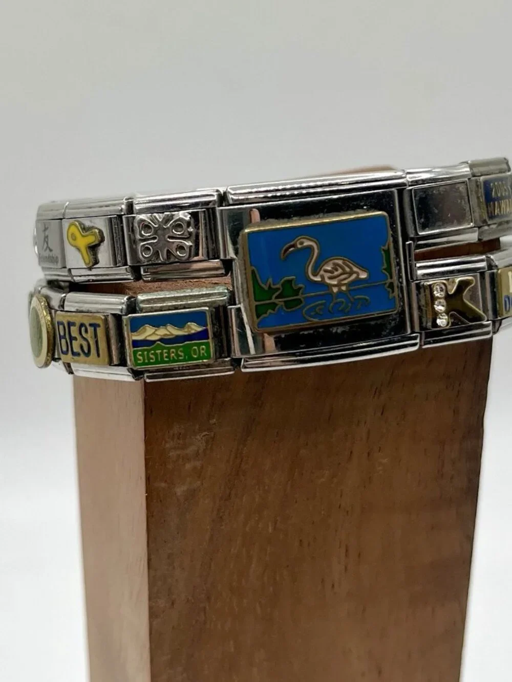 VTG D’linQ Italian Modular Charm Bracelet Stainless Steel Fascini Hawaii Y2K